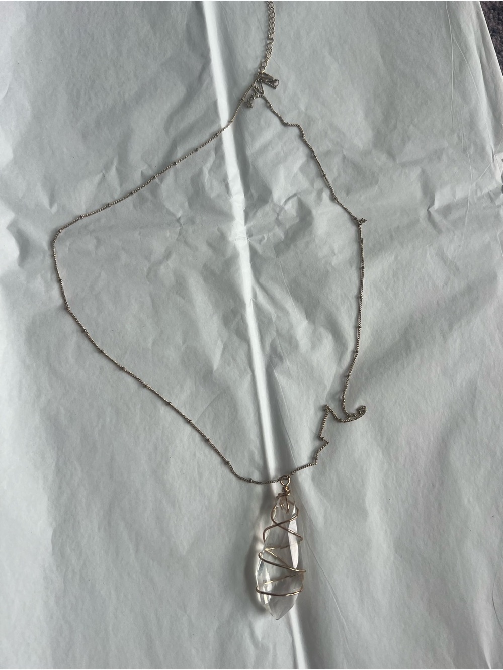 Delicate Silver Crystal Pendant Necklace - Clear